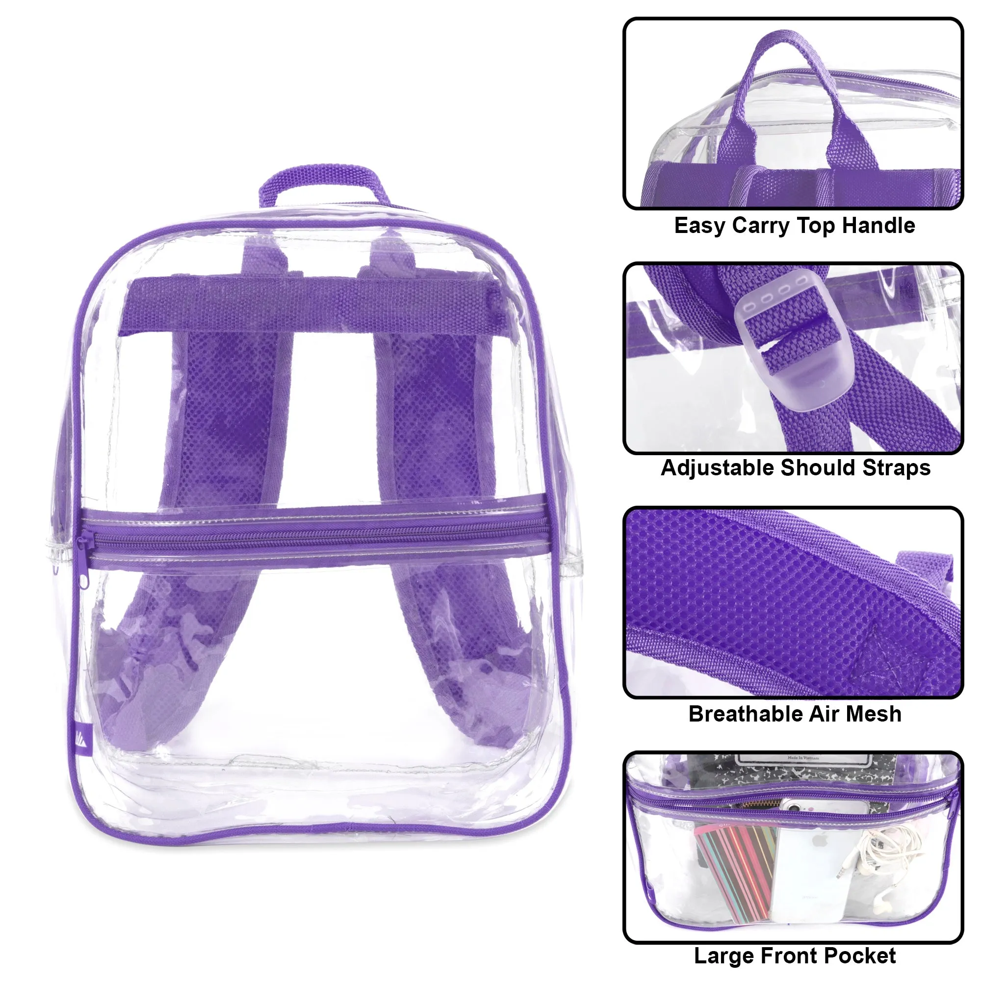 Trailmaker Clear Mini Backpack - Four Color Choices