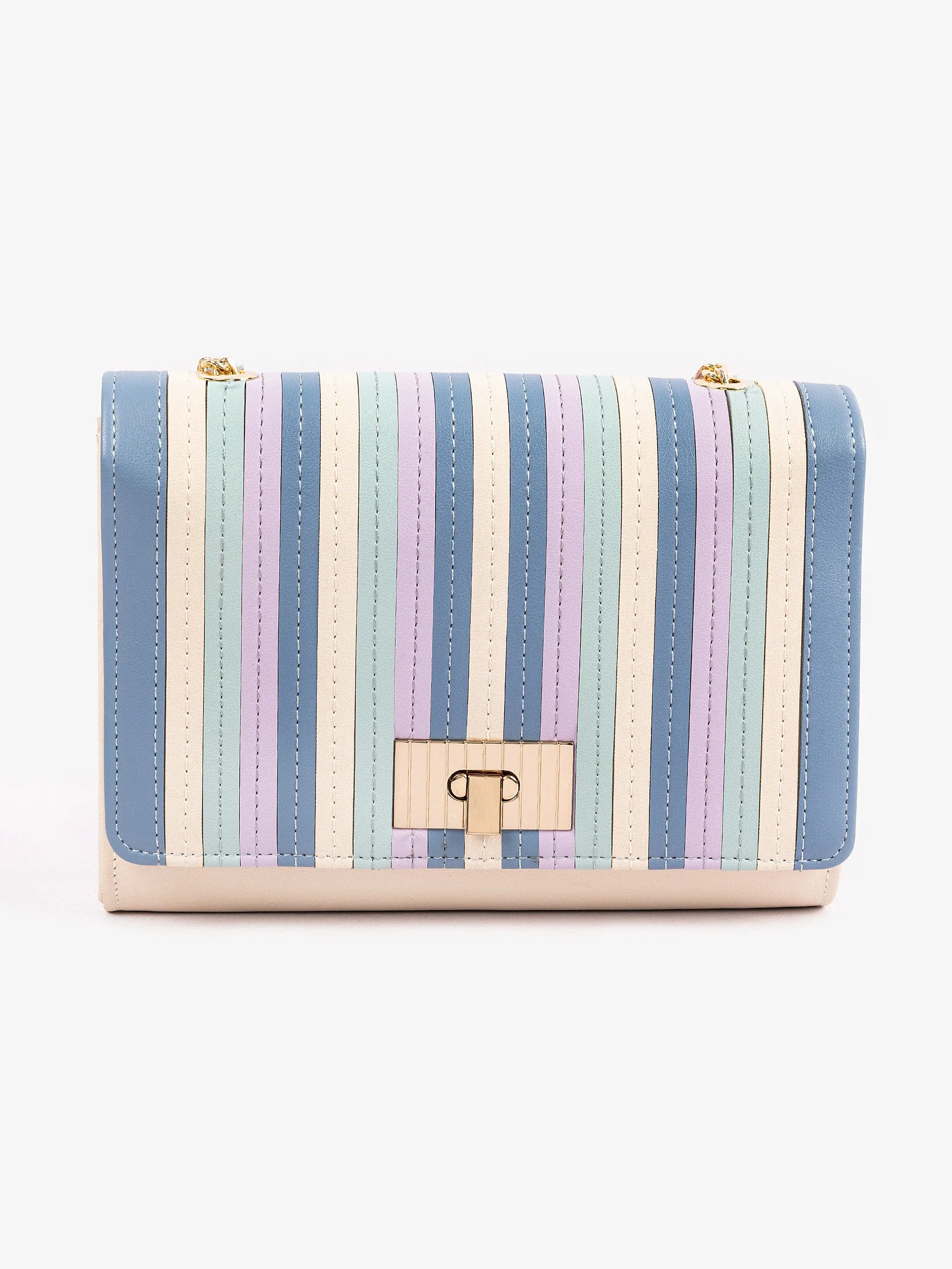 Tri Toned Striped Clutch