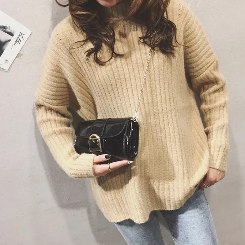 Uakiss Patent Leather Elegant Fairy Mini Handbags Y2k Aesthetic Women Chain Shoulder Bag Luxury Design Chic Office Lady Crossbody Bags