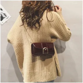 Uakiss Patent Leather Elegant Fairy Mini Handbags Y2k Aesthetic Women Chain Shoulder Bag Luxury Design Chic Office Lady Crossbody Bags