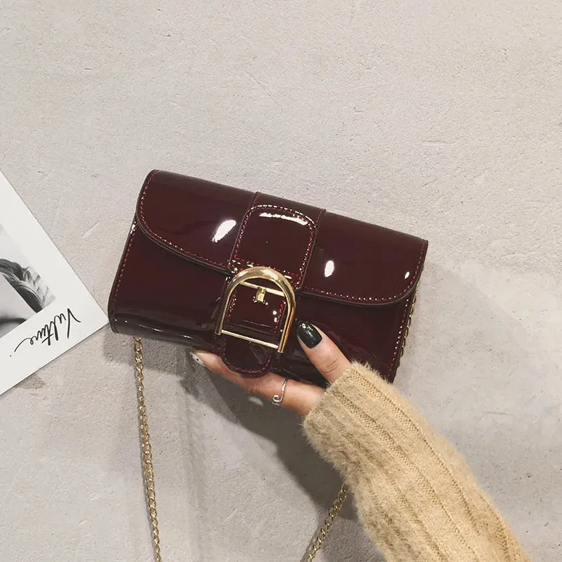 Uakiss Patent Leather Elegant Fairy Mini Handbags Y2k Aesthetic Women Chain Shoulder Bag Luxury Design Chic Office Lady Crossbody Bags