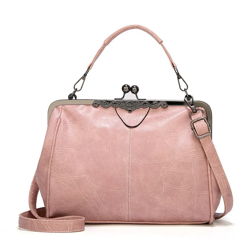 Vintage Simple Style Women Shoulder Bag 2021 High Quality PU Leather Lady Crossbody Bag Fashion Boston Design Handbag Tote Purse