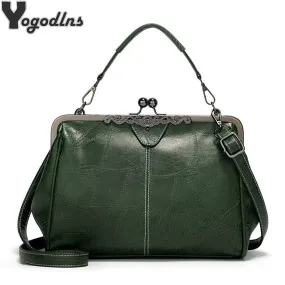 Vintage Simple Style Women Shoulder Bag 2021 High Quality PU Leather Lady Crossbody Bag Fashion Boston Design Handbag Tote Purse