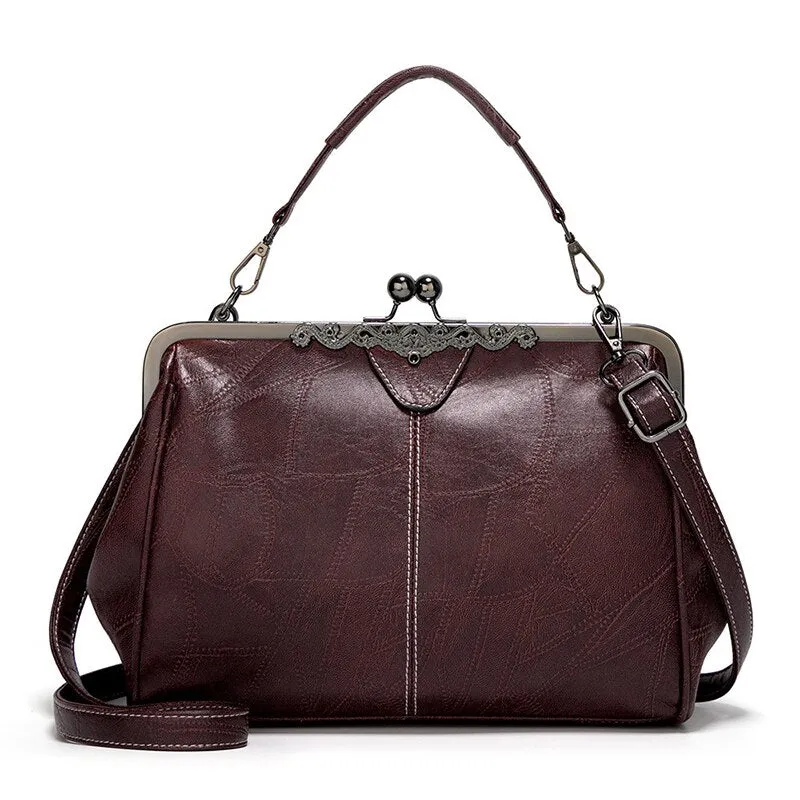Vintage Simple Style Women Shoulder Bag 2021 High Quality PU Leather Lady Crossbody Bag Fashion Boston Design Handbag Tote Purse