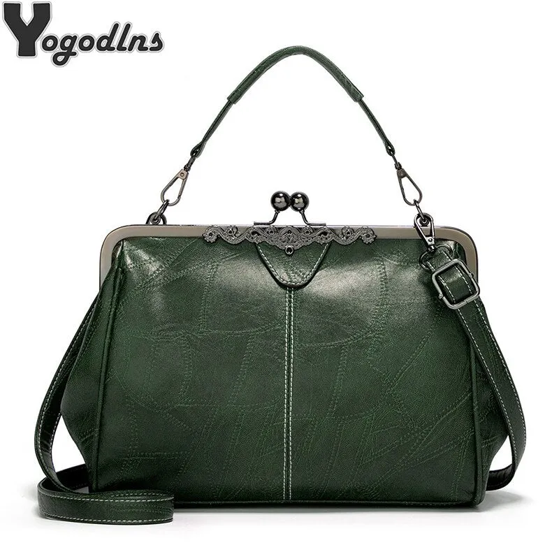 Vintage Simple Style Women Shoulder Bag 2021 High Quality PU Leather Lady Crossbody Bag Fashion Boston Design Handbag Tote Purse