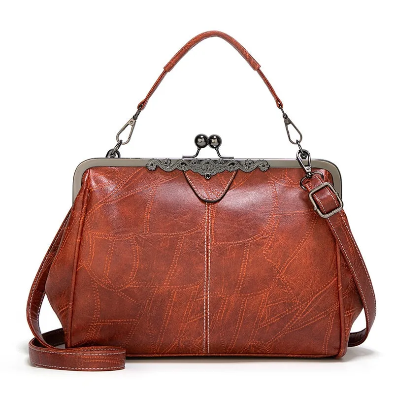 Vintage Simple Style Women Shoulder Bag 2021 High Quality PU Leather Lady Crossbody Bag Fashion Boston Design Handbag Tote Purse