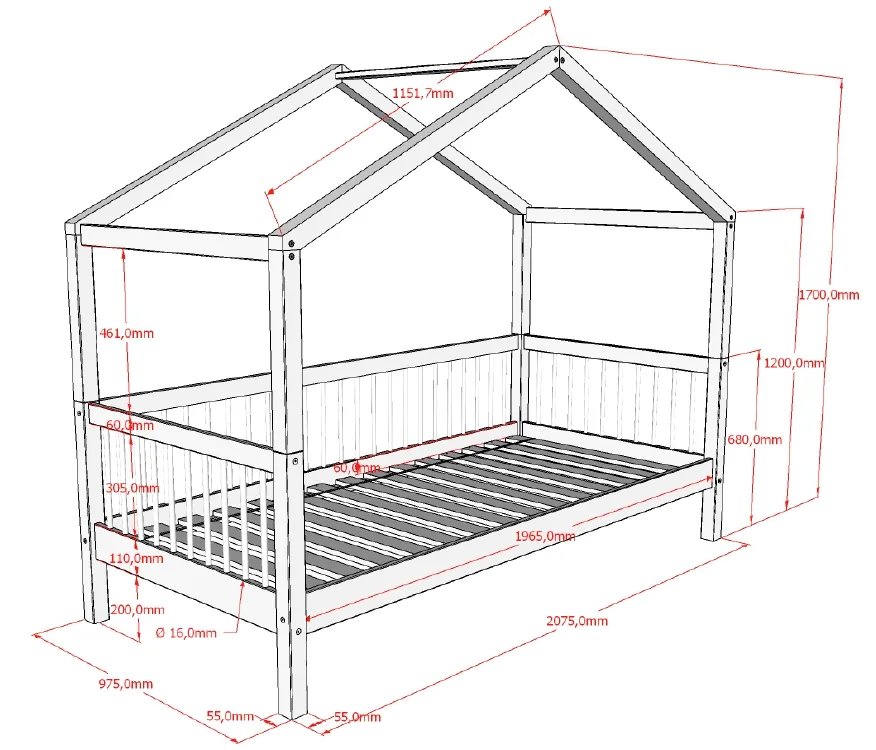 Vipack Forrest Single House Bed Oak