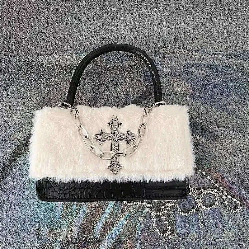 Vvsha HAEX Y2K Mini Women Handbags Fashion New 2024 Gothic Cross Sac A Main Femme Individuality Chains Subculture Crossbody Bag Female