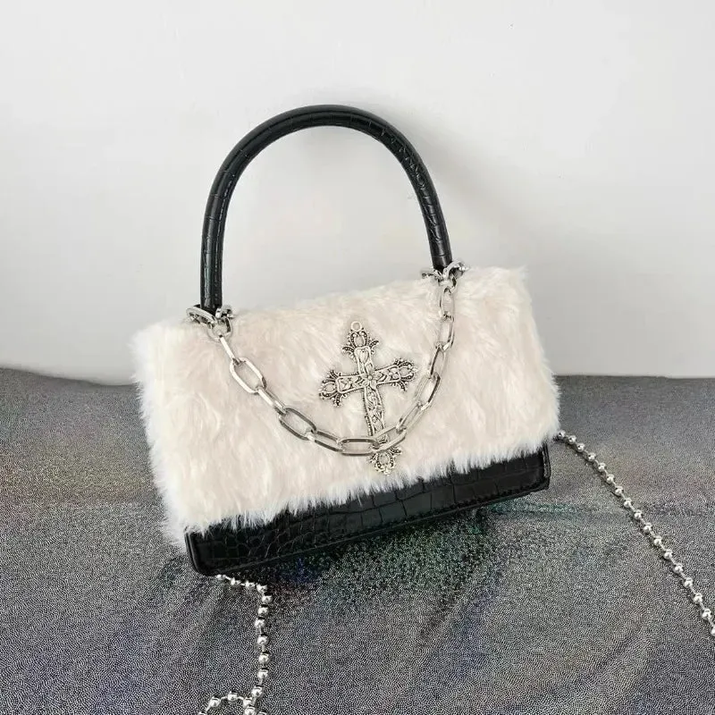 Vvsha HAEX Y2K Mini Women Handbags Fashion New 2024 Gothic Cross Sac A Main Femme Individuality Chains Subculture Crossbody Bag Female