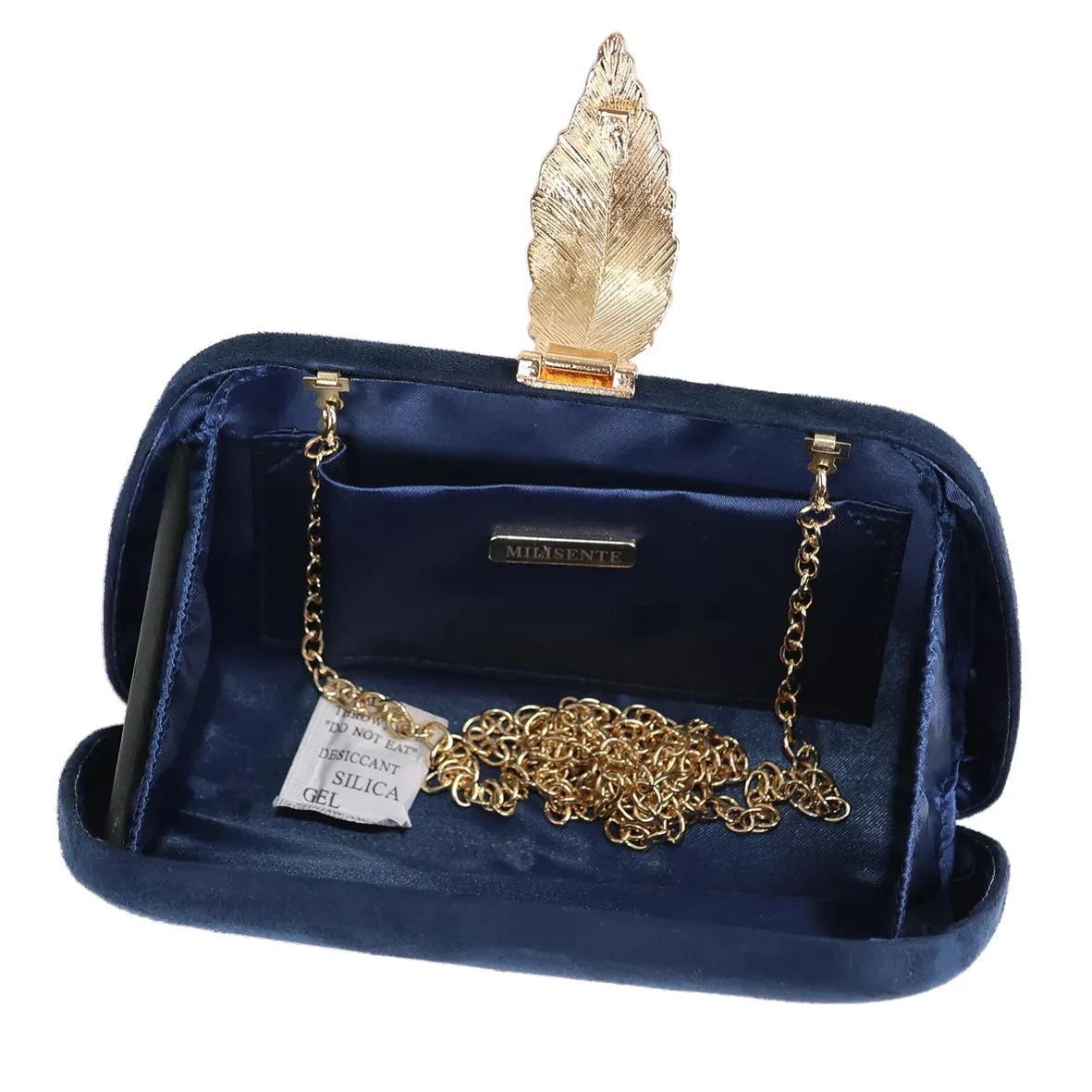 Women'S Faux Suede Soild Clutch Handbag, Navy Blue